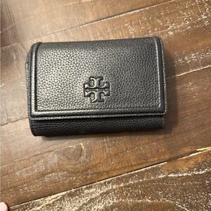 Tory Burch Pebbled Black Leather Wallet